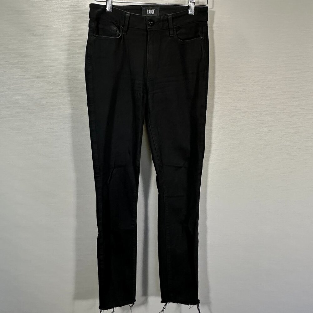 Paige Jeans Womens 27 Hoxton Ankle Black Cotton Stretch Pockets Raw Hem